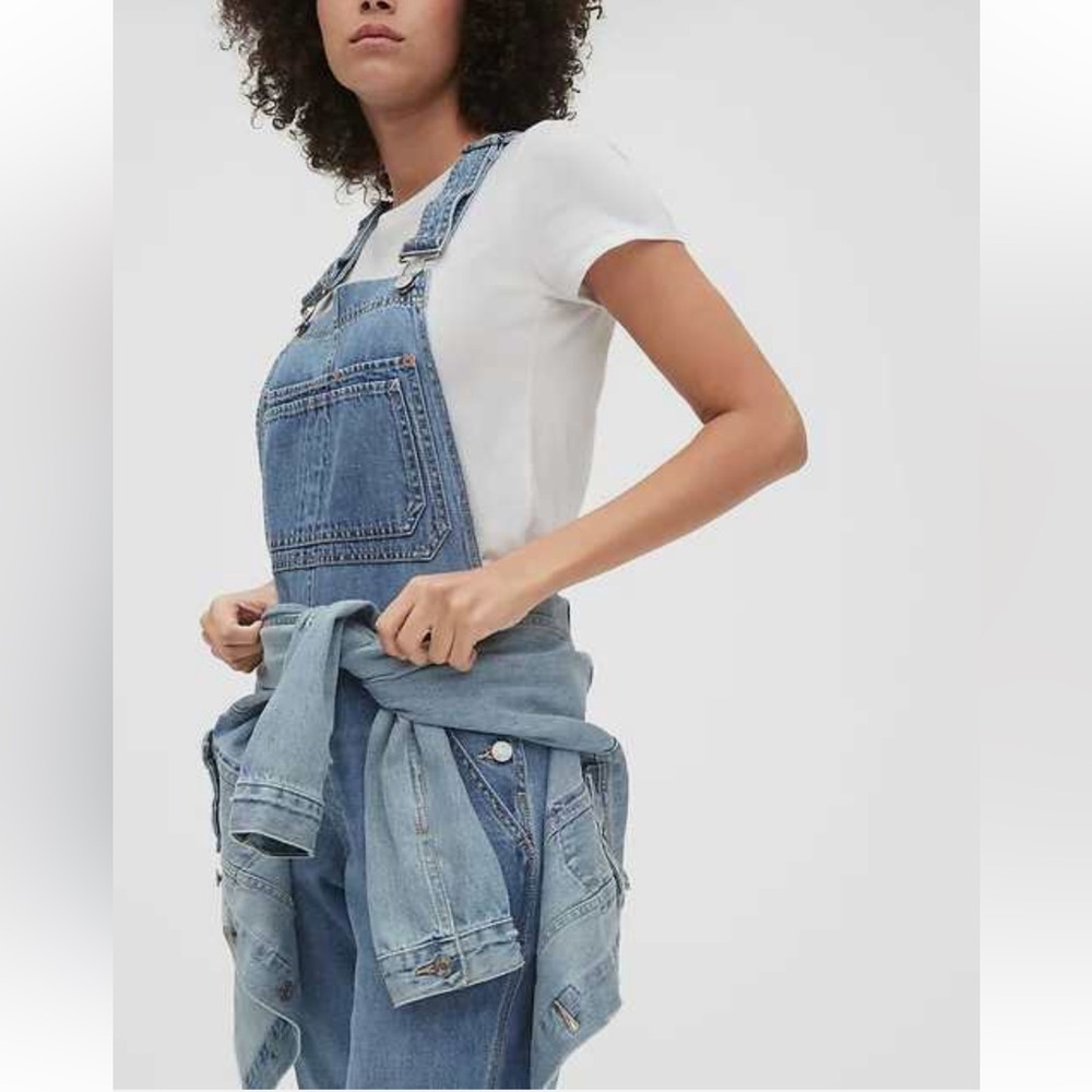 Gap Slouchy Relaxed Denim Overalls Size XS Petite - Picture 4 of 16